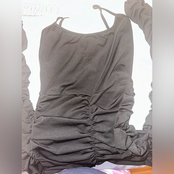 Stacked Jumpsuit black ruffled women small skinny tank romper - Picture 5 of 7